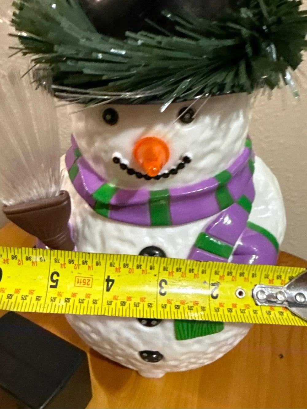 Vtg Fiber optic Blow mold  Purple & Green Snowman Holiday Light